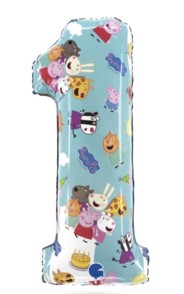 Folienballon - Zahl 1: Peppa Wutz - ø 72cm